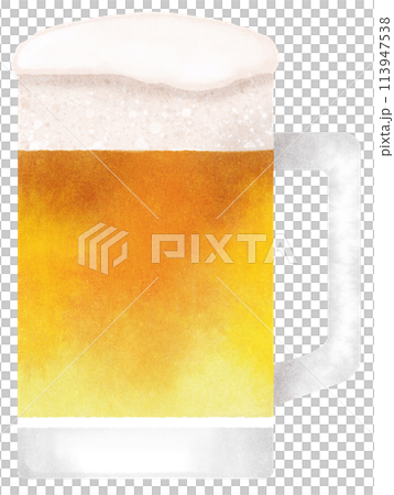 ジョッキに入ったビール 水彩タッチ ジョッキに入ったビール 水彩タッチ 113947538