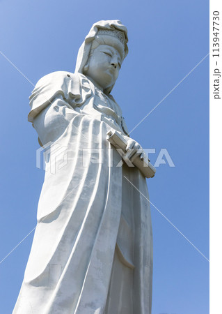 青空に映える白衣大観音を見上げる　群馬県高崎市 113947730