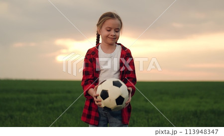 little girl schoolgirl with soccer ball, happy face child kid smile, street game soccer ball stadium, casual soccer play, local soccer field, kids playing football, weekend football fun, outdoor little girl schoolgirl with soccer ball, happy face child kid smile, street game soccer ball stadium, casual soccer play, local soccer field, kids playing football, weekend football fun, outdoor 113948347