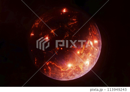 Exoplanet on a dark background. Elements of this image furnished by NASA 113949243