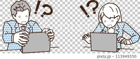 Businessmen encountering errors on their computers 113949350