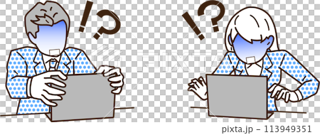 Businessmen encountering errors on their computers 113949351