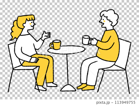 兩個人一邊喝酒一邊聊天很開心 113949755