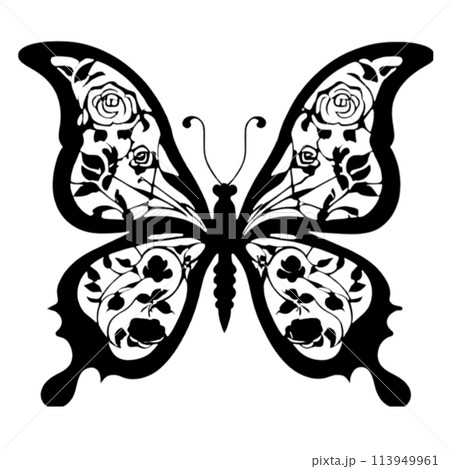 Butterfly silhouette clipart for decoration. 113949961