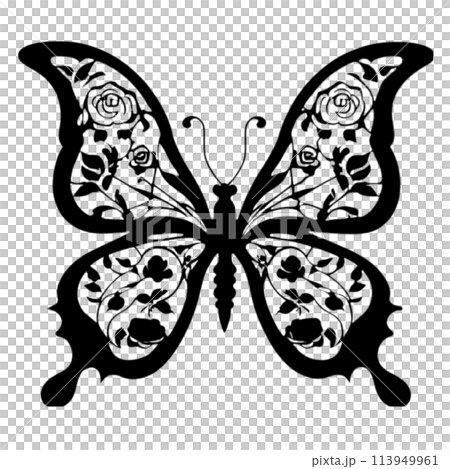 Butterfly silhouette clipart for decoration. 113949961