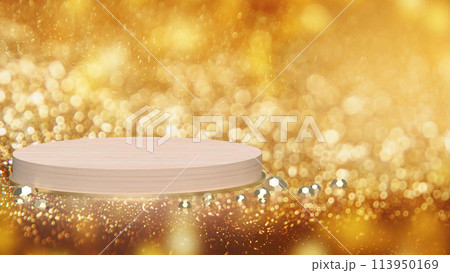 The wood podium for advertising or commercial concept 3d rendering. 113950169