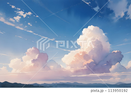 少し茜色に色付き始めた空　イラスト 113950192