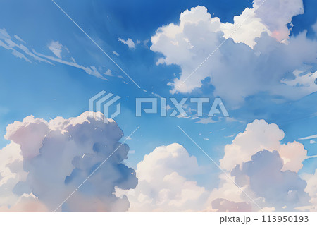少し茜色に色付き始めた空　イラスト 113950193