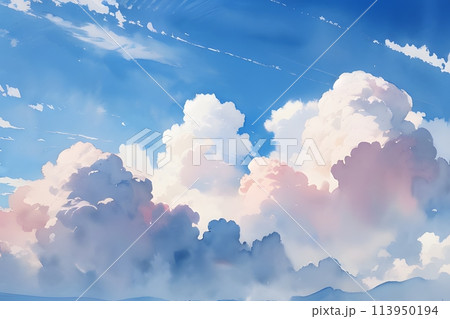 少し茜色に色付き始めた空　イラスト 113950194