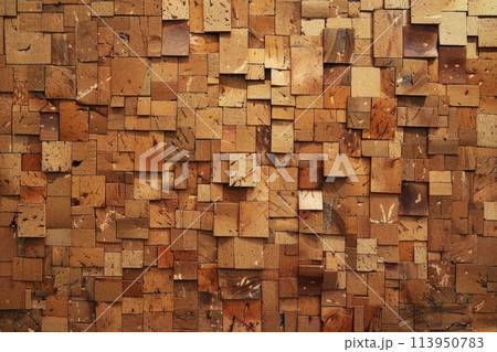 Artistic Cork Wall Mosaic in Warm Tones 113950783