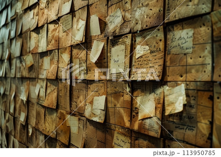Cork Board Collage with Personal Notes and Messages 113950785