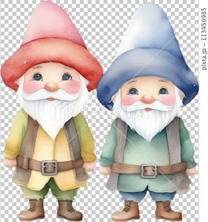 Cute gnome watercolor painting. 113950985