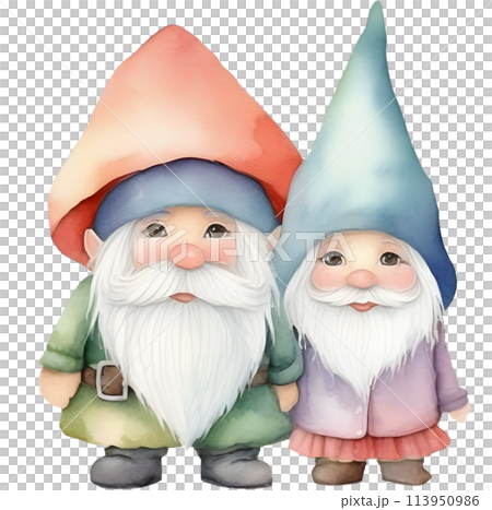 Cute gnome watercolor painting. 113950986