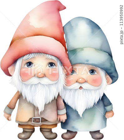 Cute gnome watercolor painting. Cute gnome watercolor painting. 113950992