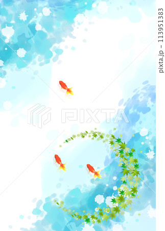 金魚　和柄　もみじ　背景	 113951383