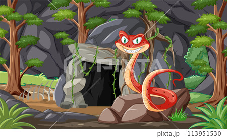 Sly Snake Guarding the Forest Cave 113951530