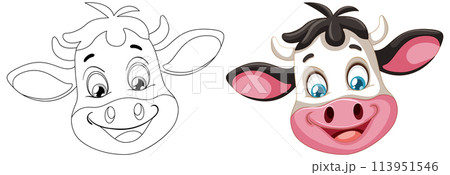 Cheerful Cow Cartoon Illustration Cheerful Cow Cartoon Illustration 113951546
