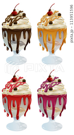 Colorful Assorted Sundae Illustrations 113951596