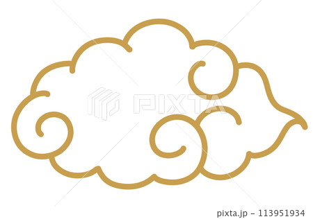 金色の雲のイラスト（手描き、線画） 113951934