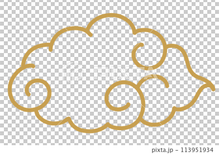 金色の雲のイラスト（手描き、線画） 113951934