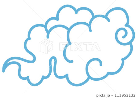 空色の雲のイラスト（手描き、線画） 113952132