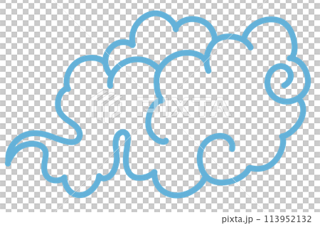 空色の雲のイラスト（手描き、線画） 113952132