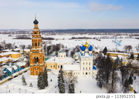 Bronnitsy cityscape with temple complex of Cathedral of Archangel Michael in winter Bronnitsy cityscape with temple complex of Cathedral of Archangel Michael in winter 113952355
