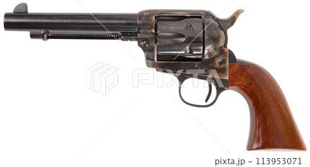 Single action revolver model isolated on white background 113953071