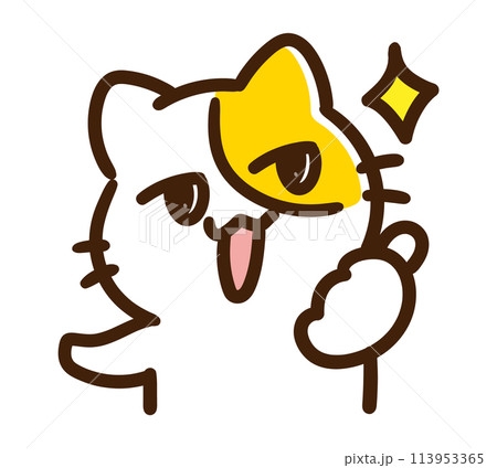 イケイケにいいねポーズをするかわいいねこのキャラクターのコミカルなイラスト イケイケにいいねポーズをするかわいいねこのキャラクターのコミカルなイラスト 113953365