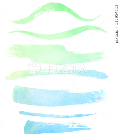 水彩絵の具で描いたいろいろな線、ストロークのセット 水彩絵の具で描いたいろいろな線、ストロークのセット 113954513