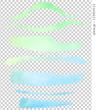 水彩絵の具で描いたいろいろな線、ストロークのセット 水彩絵の具で描いたいろいろな線、ストロークのセット 113954513