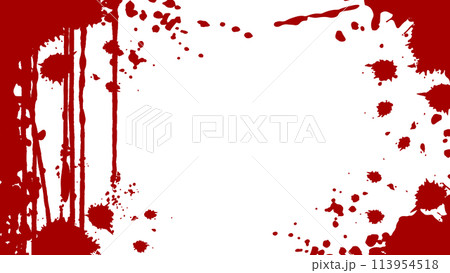 血しぶき、流血、液体の飛び散りの怖いフレーム 赤のイラスト素材