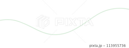 波形にカーブしている手書きの緑色の線 - シンプルでおしゃれな緩やかな曲線のデザイン素材 113955736