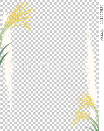 具有逼真稻穗和畫筆描邊的垂直背景 113955920