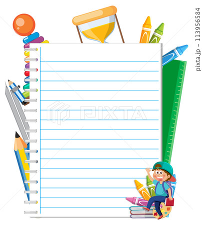 Colorful School Supplies and Blank Notebook Colorful School Supplies and Blank Notebook 113956584