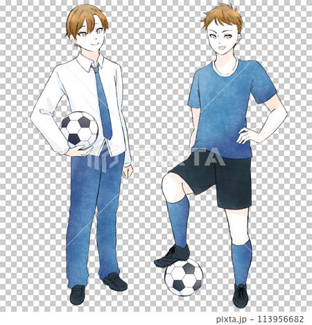 高校生 サッカー 立ち絵ポーズ集06 高校生 サッカー 立ち絵ポーズ集06 113956682