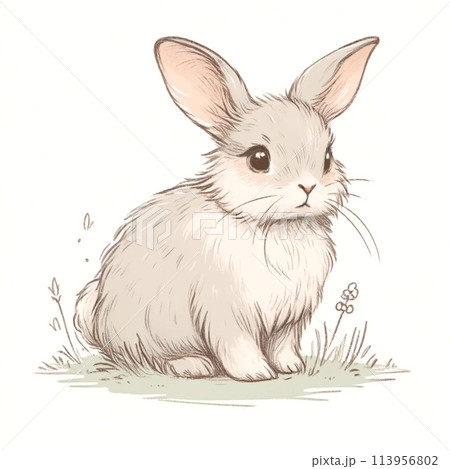 座っているうさぎのイラスト素材 [113956802] - PIXTA