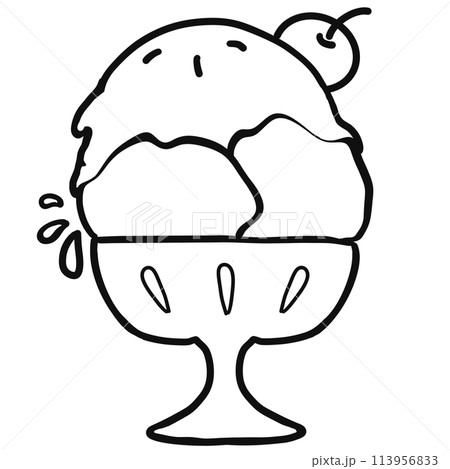 Ice cream outline illustration set and hand drawn cartoon.	 113956833