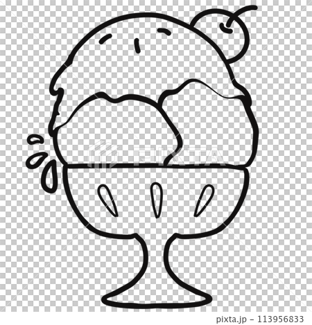 Ice cream outline illustration set and hand drawn cartoon.	 113956833