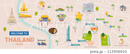 Thailand tourism map banner Thailand tourism map banner 113956910