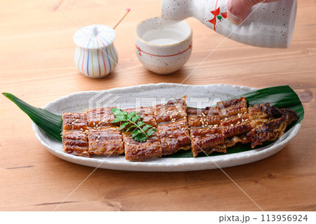 カットしたうなぎの蒲焼　土用の丑 113956924
