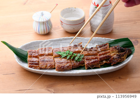 カットしたうなぎの蒲焼　土用の丑 113956949