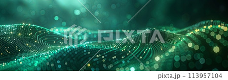 Green wave with a lot of sparkles different sizes and are scattered all over the wave Green wave with a lot of sparkles different sizes and are scattered all over the wave 113957104