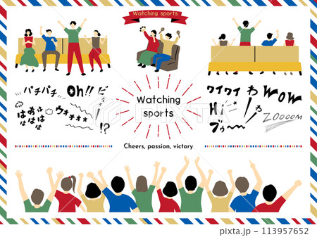 スポーツ観戦を楽しむ人達 スポーツ観戦を楽しむ人達 113957652