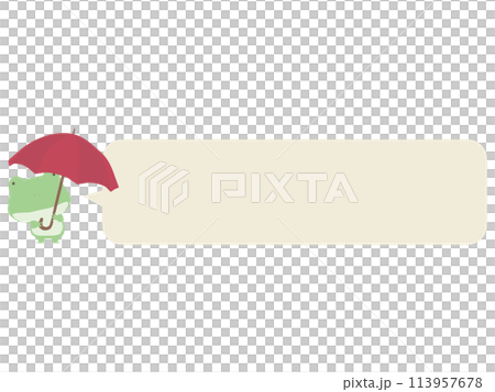 Frog holding an umbrella. With speech bubble Frog holding an umbrella. With speech bubble 113957678