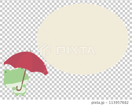 Frog holding an umbrella. With speech bubble Frog holding an umbrella. With speech bubble 113957682