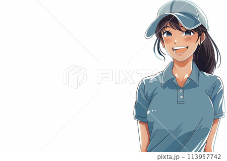 ゴルフが趣味の若い女性 113957742