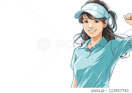 ゴルフが趣味の若い女性 ゴルフが趣味の若い女性 113957743