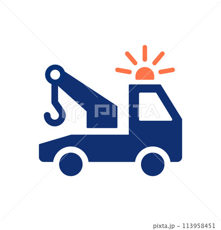 Car tow truck icon on white background. Vector illustration. 113958451