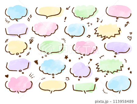 吹き出し 水彩 吹き出し 水彩 113958489